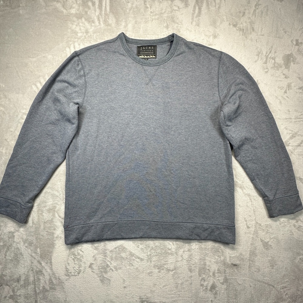 Jachs New York Mens XL Gray Fleece Lined Stretch Long Sleeve Crewneck Sweatshirt